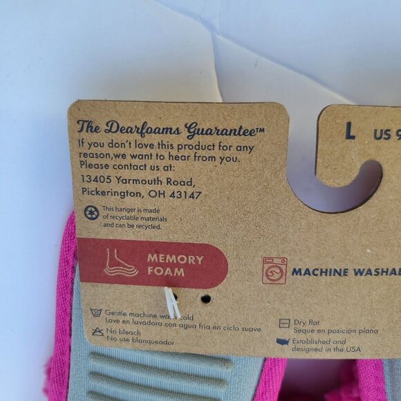 Dearfoams Dluxe Womens Plush Merry Vibes Holiday Slippers Pink Large (9-10) NEW - Picture 5 of 5